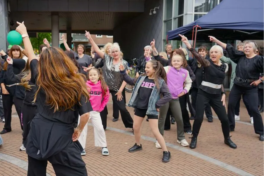 Senioren die een dansles krijgen